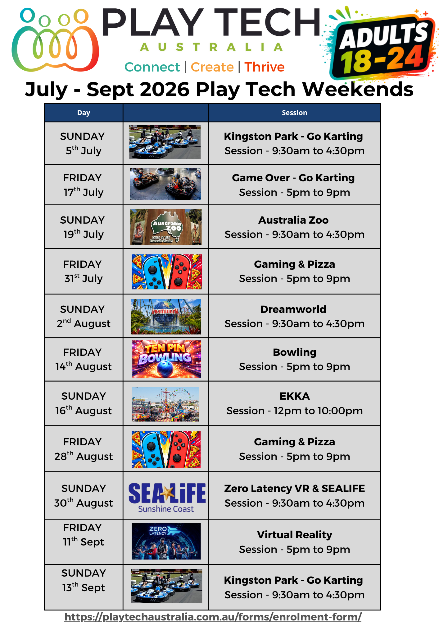 Adults Play Tech weekends Q3 2026